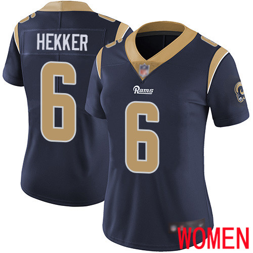 Los Angeles Rams Limited Navy Blue Women Johnny Hekker Home Jersey NFL Football #6 Vapor Untouchable->women nfl jersey->Women Jersey